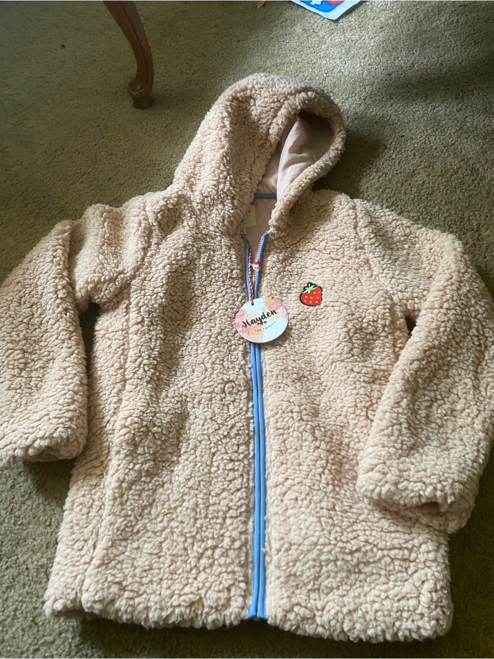 Hayden Girls Sherpa Zip Up Jacket 11/12 Strawberry Patch NWT